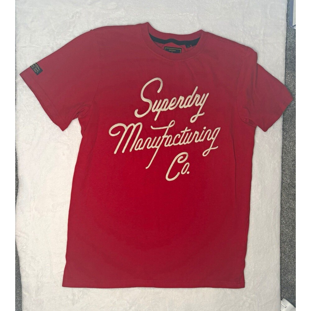 Superdry Men's Red Cotton Jersey T-Shirt M Short Sleeve Graphic Logo.  A029